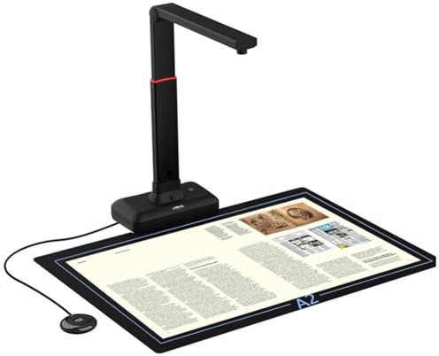 Cashwise 23MP Portable Book Scanner, A2 Document Scanner, Auto Flatten & Fingerprint Removal, Multi-Language OCR for Mac & Windows