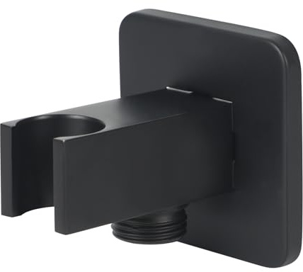 Arco de conexión de pared con soporte de ducha, soporte de ducha de mano con codo de conexión de pared de 1/2, conector de manguera cromado con soporte de ducha, soporte universal para ducha, fácil