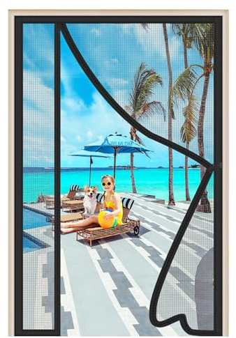 Fly Screen Door Black 140x200cm Heavy Duty Mesh Curtain Patio Curtain Insect Mesh with Magnets Insect Protection Door No Gap Without Drilling Easy to Install