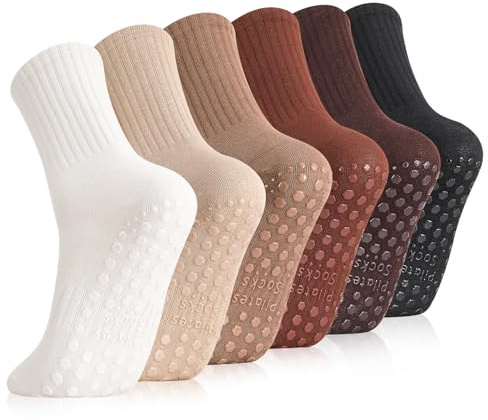 Utensilsto 6 Paar Pilates Socken, Yoga Atmungsaktiv Stoppersocken Damen
