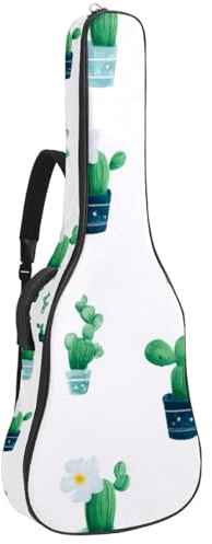 KengjuTesu 43 Zoll Akustikgitarre Softcase mit Rucksackgurt und 2 Taschen Mini Kaktus Keine Polsterung Rucksack Wasserdicht Oxford Tuch Bassgitarre Gigbag für Konzertgitarre, Mehrfarbig 1