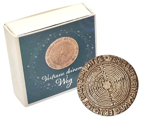 Herzmensch Kleines Motivationsgeschenk Glückstaler mit Spruch: Vertraue deinem Weg 3,8 cm, Bronze Gold zur Genesung, Trauer, Trost und Neubeginn
