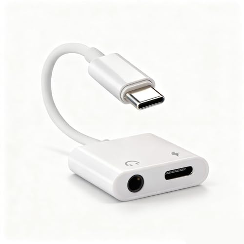 NIRJIK USB C to 3.5mm Jack Adapter with 60W PD Fast Charging, USB-C Headphone Adapter with Hi-Res DAC Chip, Type-C to Aux Audio Splitter Compatible with Smartphones, Tablets