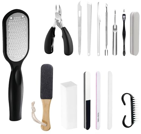 Foot Grater Hard Skin Remover 17 in 1 Foot Files for Hard Skin Pedicure Set for Feet Heel Scraper for Cracked Heel Treatment Wet Dry Use Callus Remover