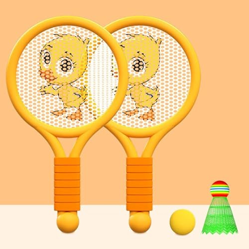 Generic Jouet de Raquette de Badminton pour Enfants, Jouets éducatifs à Poignée Antidérapante Raquette de Badminton en Plastique pour Enfants pour Aire de Jeux (Caneton Orange)