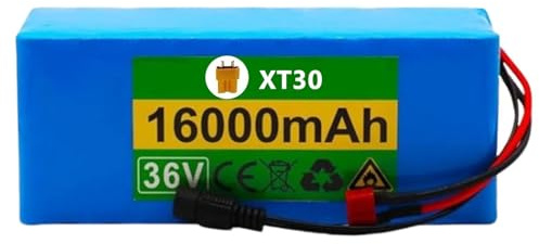 Batterie de Vélo Électrique 36V 16Ah Pack Batterie 10S4P Batterie Scooters Électriques Rechargeable pour Moteurs Vélos/Scooters Électriques de 100W 200W300W et 500W XT30 Plug,36V 16Ah