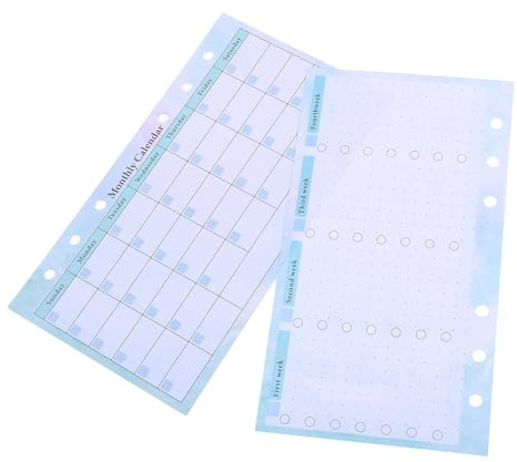 CLISPEED Lot de 14 feuilles de papier épais pour planificateur mensuel - Format A6 - Motif à six trous - Pour budget et organiseur personnel