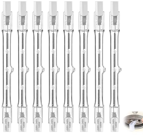 HstiaLving 8 Stück R7S Halogenlampe, 500W R7s 118mm Halogenbirne Warmweiß Halogenstab Dimmbar Halogenstab Lineare Halogenlampe Halogen Leuchtmittel für die Beleuchtung von Haus Arbeit Stehleuchte etc