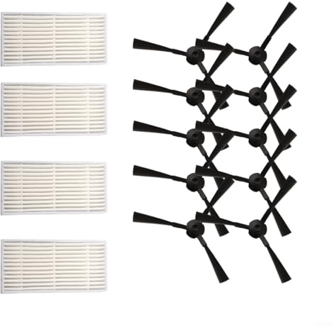 Set di spazzole laterali e filtro a rete per aspirapolvere Ariete Briciola 2711 2712 2713 2717 Robot, 10 spazzole e 4 filtri kit di ricambio