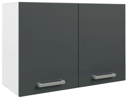 Miroytengo Armario Colgante de Cocina, Escurreplatos de Pared con Dos Puertas Blanco y Gris Brillante 80x55x33 cm
