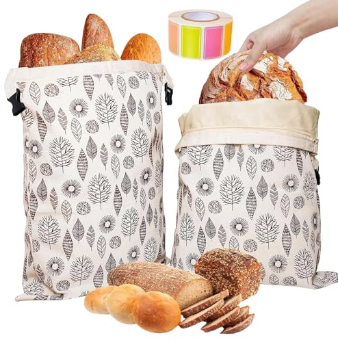 Sacs À Pain Premium - 100% Coton & Cire D'abeille, 12x17inch, fraîcheur prolongée, Sacs à Pain Réutilisables en Cire d'abeille pour le pain Fait Maison et les Produits de Boulangerie (1pc) (J)