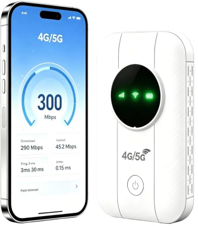 Routeur WiFi Mobile 5G Portable, Hotspot WiFi de Poche avec Écran LED et USB Type-C, Modem Haut Débit Compatible Carte SIM, Routeur Mobile Universel pour Voyage et Télétravail