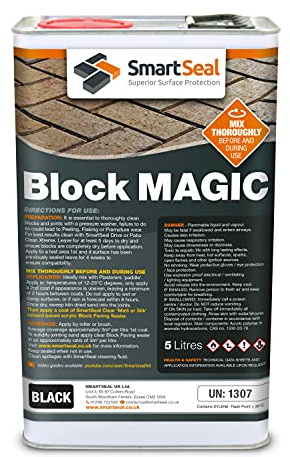 Smartseal ‘Block Magic' – A Re-Colouring Block Paving Sealer. Superior to a Concrete Paint - Transform Old Block Paved Drives or Patios - Easy to Apply (Black, 5 Litre)