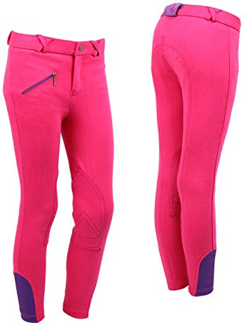 Equipride Children Riding Jodhpurs/Breeches 6 Two Tone Colour Combination Fuchsia, 140 (10-11 years)