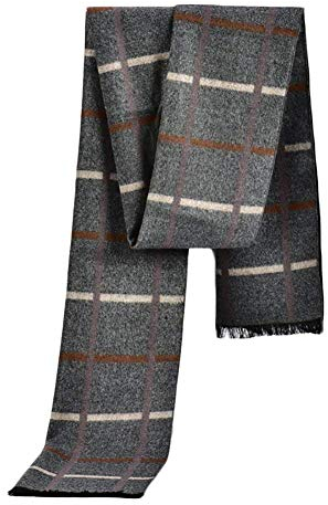 Herren Schal Im Streifen Look Strickschal Jungen Mit Fransen Winter Warm Gestrickter Schal Casual Business Herrenschal (Color : Grau, Size : 180CM*30CM)