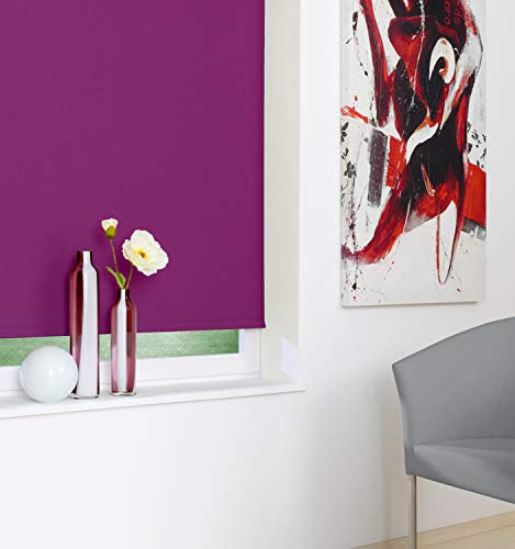 JalousieCrew Seitenzugrollo Classic Beere Lila Violett Kettenzug Rollo - Breiten von 62 bis 222 cm - Längen 160 und 230 cm - Sichtschutz Tür Fenster (092 x 160 cm)