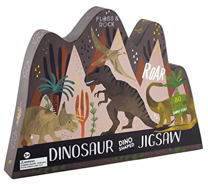 Dinosaur Shaped Midnight Black 16 x 13 Paperboard 80 Piece Jigsaw Puzzle