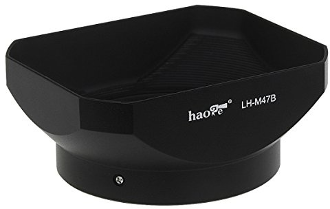 Haoge LH-M47B Rechteckige Gegenlichtblende aus Metall für Olympus M.ZUIKO Digital ED 12mm f2 1:2.0 Objektiv ersetzt Olympus LH-48 schwarz