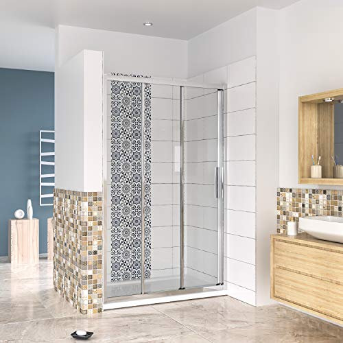 AICA porte de douche 3 volets 140x195cm porte de douche coulissante en verre anticalcaire