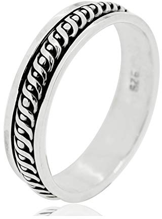 Kvinnor 5 mm band 925 sterling silver spinnare/spinning/snurrring meditation stressavlastningsring för kvinnor storlek L M N P R e 925 sterlingsilver, L, colore: Tb71010188r, cod. TB0925PSRW