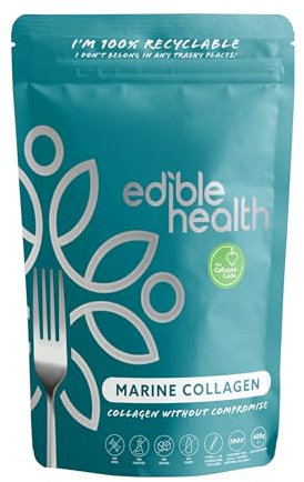 Edible Health High Protein Marine Collagen Powder – Hydrolyzed Peptides for Diet & Everyday, Carb Free Supplement, 400g Pouch, 30-Day Supply