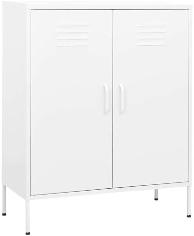 vidaXL Lagerschrank Sideboard Kommode Anrichte Stahlschrank Schrank Beistellschrank Mehrzweckschrank Bücherschrank Standschrank Weiß 80x35x101,5cm Stahl
