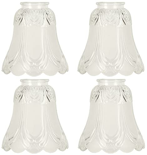 YELOKIE Set of 4 Premium Clear & Frosted Ceiling Fans Light Covers Glass Shade, Transitional Style Replacement Glass Shade with Standard 2-1/8 Fitter Size, 4-4/5 high x 5 Diameter