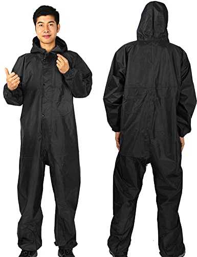Guiran Waterproof Oilproof Dustproof Coveralls Isolation Farming Raincoats Polished Workwear, Hooded Coveralls, Chemical Resistant Jumpsuits for Industrial, Biohazard and DIY Applications, Reusable
