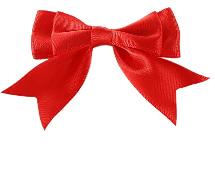 Duories 10 Stück 6x7cm Satinband Schleifen,Doppelte Dekoschleife Fertigschleife Geschenkschleifen für DIY Handwerk Hochzeit Weihnachten Valentinstag Dekoration Karte Herstellung von Verzierungen,Rot
