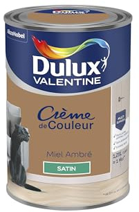 Dulux Valentine Crème de Couleur - Peinture multi-supports intérieure - Satin Miel Ambré 1,25 L