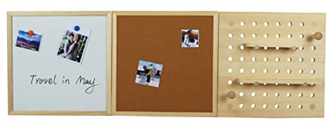 devil ray - Kombitafel Whiteboard Korktafel und Steckboard im Set 120x40cm Combo Board aus Holz - inkl. Stecknadel Magnete Halterung