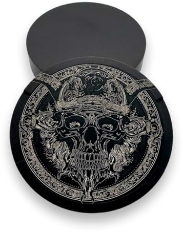 Tabatière en aluminium noir pour tous les snus - Crâne avec cornes de Viking