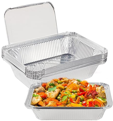 Pizsieat Lot de 10 bols en aluminium 2250 ml Récupérateur de graisse Jetables Réutilisables Cuisson, rôtisserie, cuisson