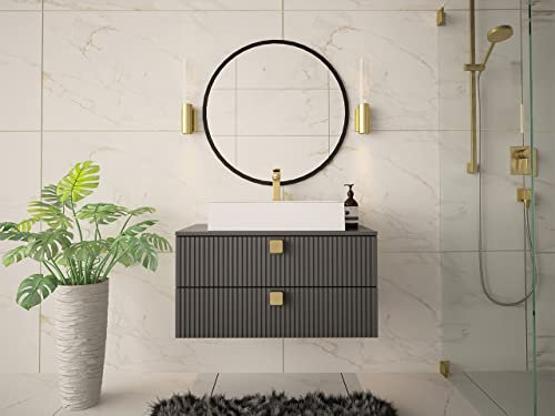 Mirjan24 Waschbeckenschrank Grentis 01 mit Waschbecken und Siphon, Unterschrank Waschtisch Waschtischunterschrank (Grau)