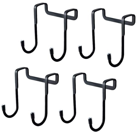 COANSEN 4er Türhaken zum Einhängen,Edelstahl,Doppelhaken über der Tür für Schubladenschrank,Schrank, Zaun,Küche und Badezimmer (Schwarz)