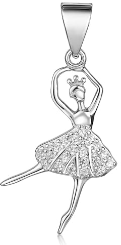 Materia Tanzende Ballerina Anhänger - Zirkonia Schmuck 925 Silber KA-262_ohne Kette