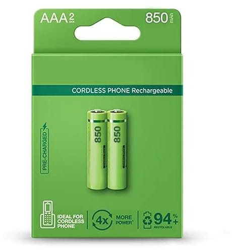 Pila Recargable AAA de 850 mAh precargadas de fábrica, Blister 2 Pilas