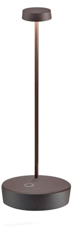 Zafferano, Swap Pro, Lampada da Tavolo Ricaricabile e Senza Fili con Controllo Touch, Adatta per Salotto ed Esterni, Dimmer a Step, 2200-3000 K, Altezza 29 cm, Colore Corten