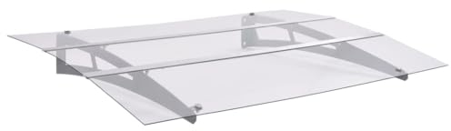 Türvordach, Terrassenüberdachung Standmarkise Balkonbespannung Überdachung Geeignet für Wohnmobil Restaurant Terrasse Garten Silbern und Transparent 120x90 cm Polycarbonat