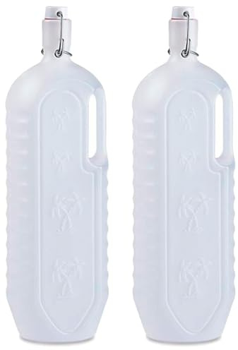 Acan Tradineur - Confezione da 2 bottiglie di plastica con manico, disponibile tappo a pressione e manico, realizzato in plastica (PP) - 35 x 8,5 x 11 cm - 2 litri