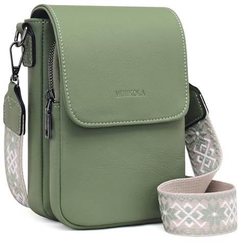 MUIIKOLA Handytasche zum Umhängen，RFID-Blockierung große Kapazität Handy Umhängetasche Damen Veganes Leder，Handytasche mit Geldbörse zum Umhängen，umhängetasche damen Breiter Gurt