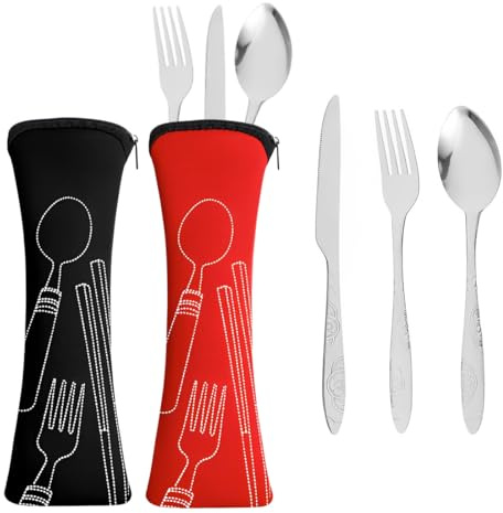 SULIUDAJI Stainless Steel Cutlery Camping Cutlery 2 Person Camping Cutlery Set, Cutlery For On The Go Stainless Steel Portable Use Travel, Camping, Picnic, School And Catering Cutlery