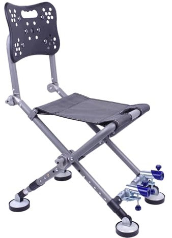 Sedia da pesca pieghevole professionale, sedia da pesca pieghevole in alluminio con schienale e gambe regolabili, portacanna, portanasse, sedia da pesca portatile da 2,3kg/5libbre per terreni(A)