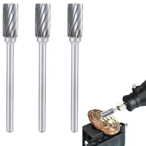 3 Pcs Carbide Die Grinder Bits for Dremel Rotary Tool,Double-Cut Rotary Burr Drill Bit Set,Rotary Files for Metal Wood Plastic,High Speed Carbide Burr for Polishing and Carving