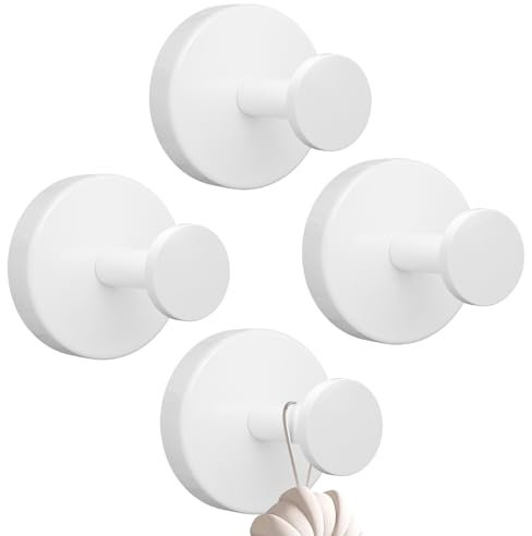 YUNISS 4 Piezas Ganchos Ventosa de Succión, Acero Inoxidable Colgador Toallas, Pared Sin Taladro Gancho de Pared, Capacidad de Carga 5 kg, para Baño Cocina Ducha -Blanco