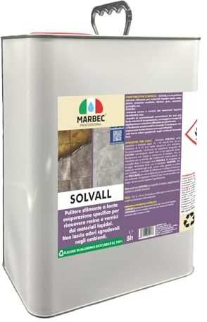 MARBEC Solvall 5LT | Pulitore sverniciatore sfilmante per materiali lapidei rimuove resine e vernici, azione profonda, facile risciacquo.