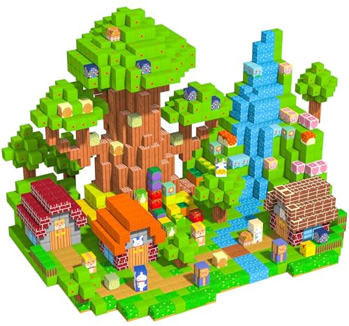 Tooysea Magnetische Bausteine Blöcke 120 Stück, Farm Magnetbausteine mit 37 verschiedenen Designs,Magnet Bausteine, Magnetblöcke Spielzeug für ab 3 4 5 6 7 8 9 Jungen und Mädchen Geschenke