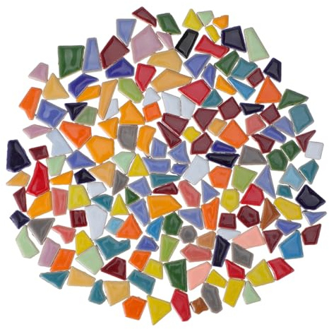 Angoily Azulejos De Cerámica y Piedra Irregular Surtido Para Bricolaje, Colores Vibrantes, Piezas Particuladas, Apto Para Proyectos Manuales y Decoración Del Hogar o Jardín, Paquete De 200 g