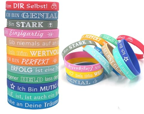 Guidre motivationsarmband barn på tyska, silikonarmband färgade (24/32)