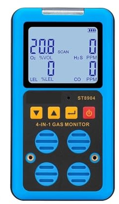TIEOAXFT Detector de Gas Multifuncional Profesional oxígeno O2 sulfuro de hidrógeno H2S monóxido de Carbono CO Gas Combustible LEL medidor de Gas